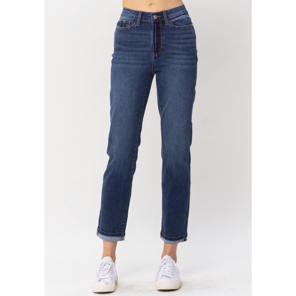NWT Judy Blue Dark Wash High Rise Cool Denim Boyfriend Jean JB88608 Size 16W - Picture 1 of 16